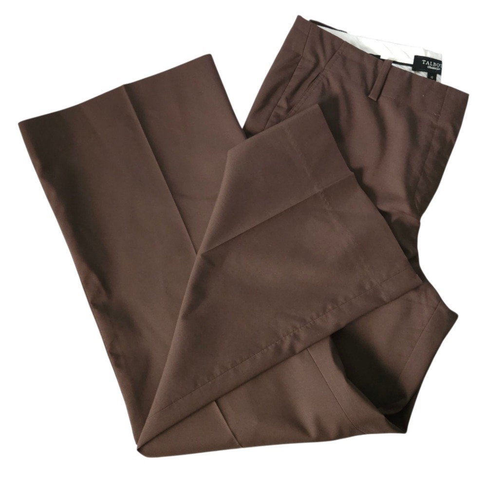 Talbots Heritage Wide Leg Trousers Brown 12‎ Dress Pants Career Slacks - Picture 2 of 11